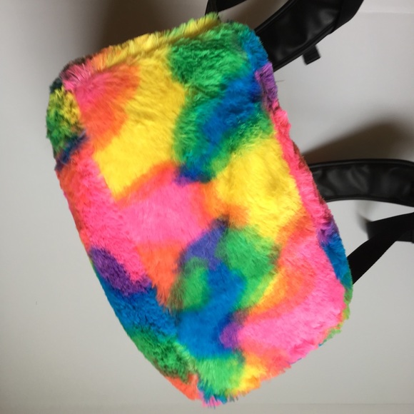 Multi Color Betsey Johnson Unicorn 濾 Fur Backpack - Picture 6 of 8